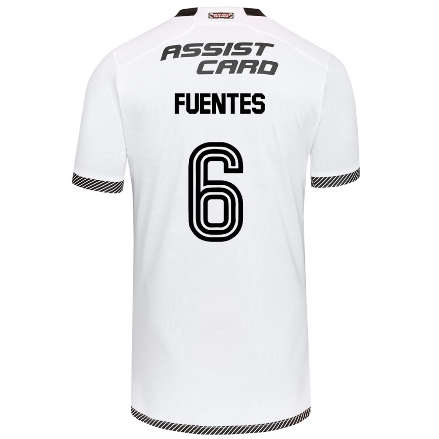 Niño Fútbol Camiseta César Fuentes #6 Blanco Negro 1ª Equipación 2024/25 Perú