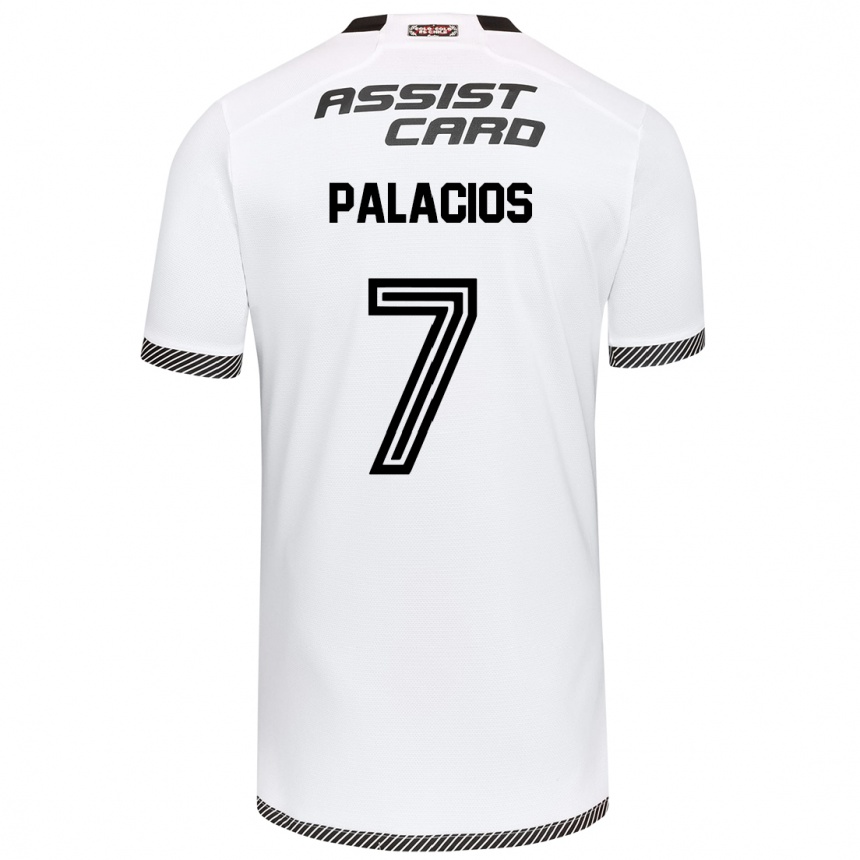 Niño Fútbol Camiseta Carlos Palacios #7 Blanco Negro 1ª Equipación 2024/25 Perú