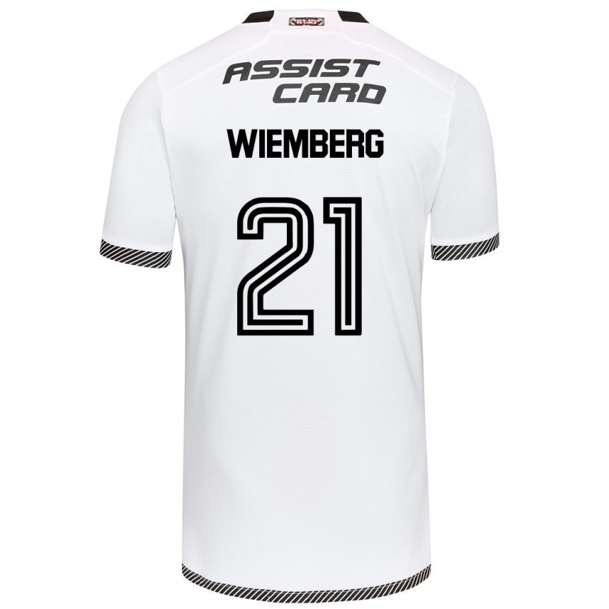 Niño Fútbol Camiseta Erick Wiemberg #21 Blanco Negro 1ª Equipación 2024/25 Perú