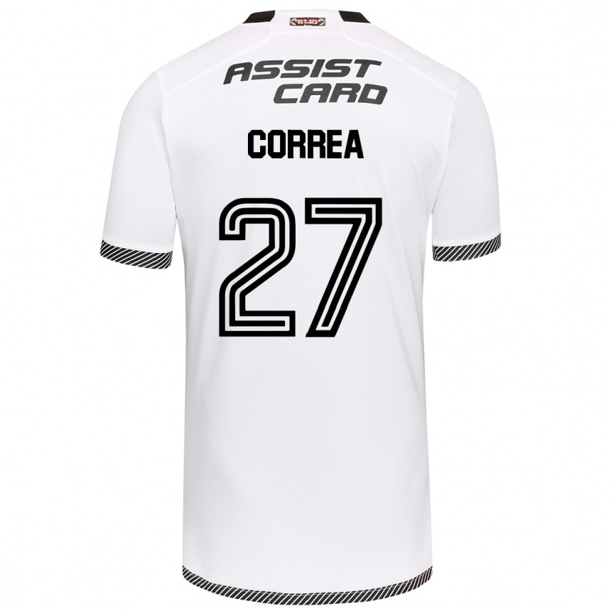 Niño Fútbol Camiseta Javier Correa #27 Blanco Negro 1ª Equipación 2024/25 Perú