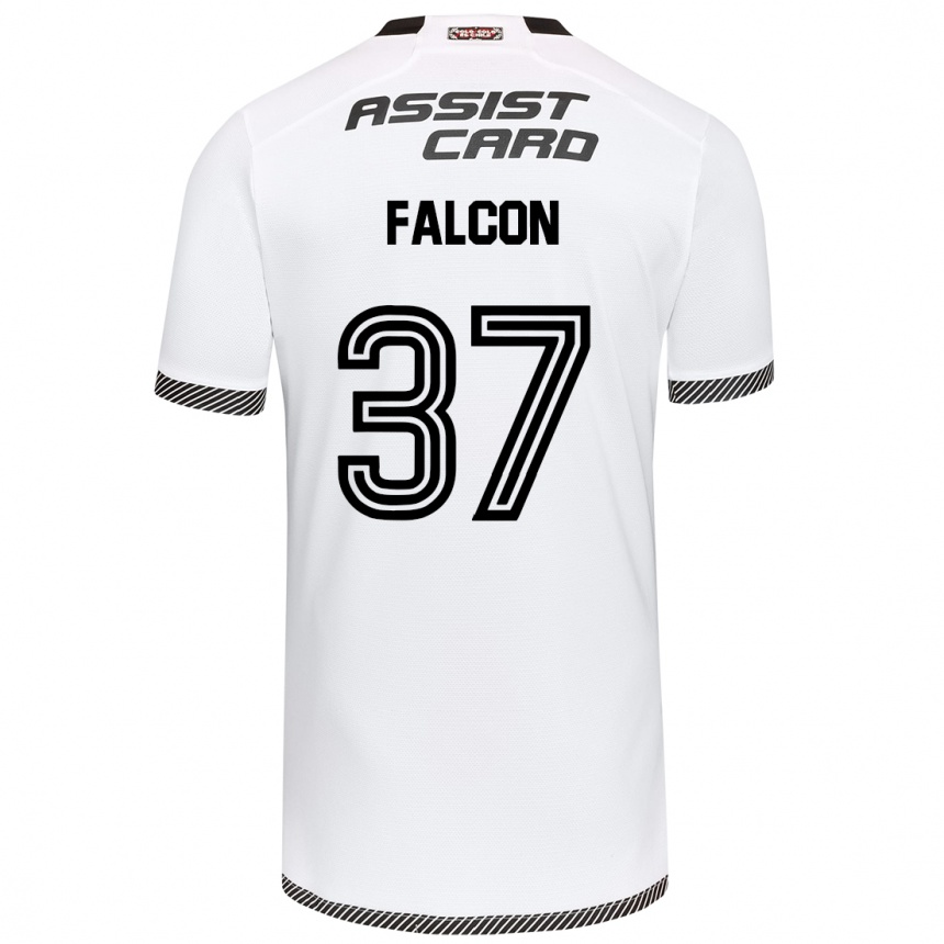 Niño Fútbol Camiseta Maximiliano Falcón #37 Blanco Negro 1ª Equipación 2024/25 Perú