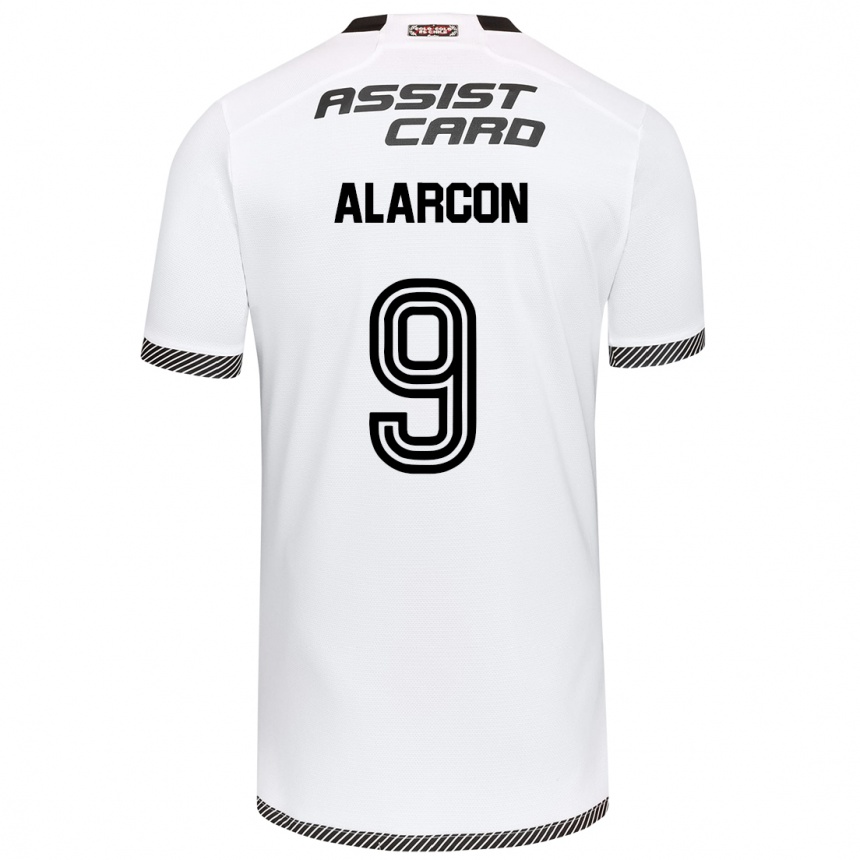 Niño Fútbol Camiseta Cristian Alarcón #9 Blanco Negro 1ª Equipación 2024/25 Perú