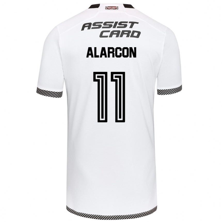 Niño Fútbol Camiseta Antonia Alarcón #11 Blanco Negro 1ª Equipación 2024/25 Perú