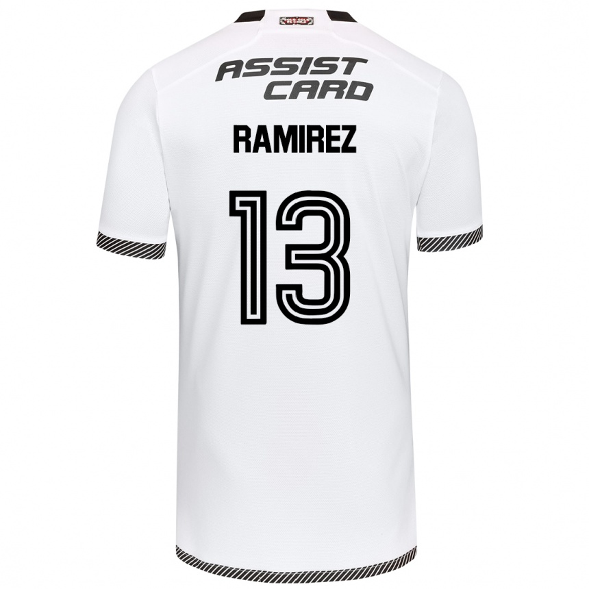 Niño Fútbol Camiseta Fernanda Ramírez #13 Blanco Negro 1ª Equipación 2024/25 Perú