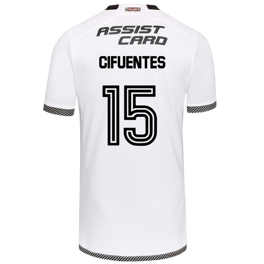 Niño Fútbol Camiseta Anaís Cifuentes #15 Blanco Negro 1ª Equipación 2024/25 Perú