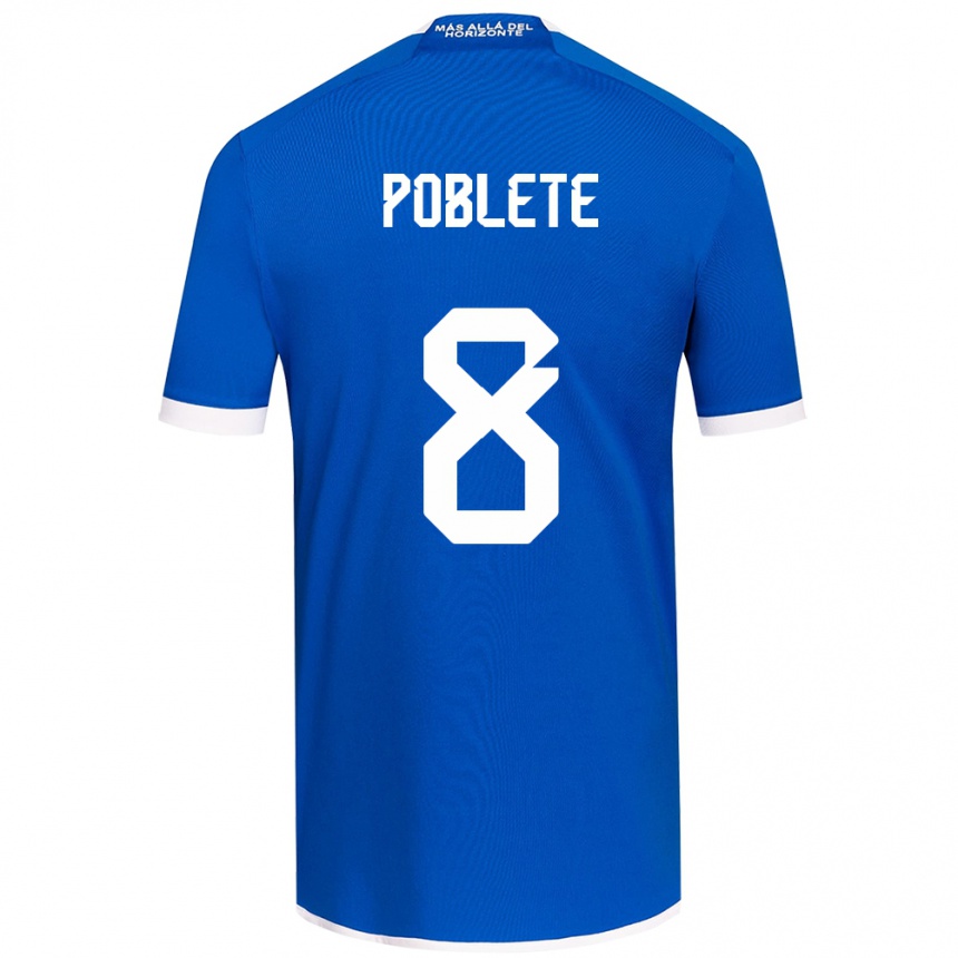 Niño Fútbol Camiseta Israel Poblete #8 Azul Blanco 1ª Equipación 2024/25 Perú