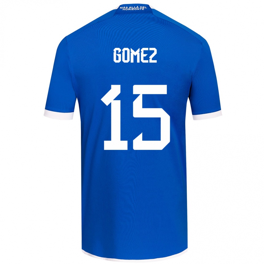 Niño Fútbol Camiseta Juan Pablo Gómez #15 Azul Blanco 1ª Equipación 2024/25 Perú