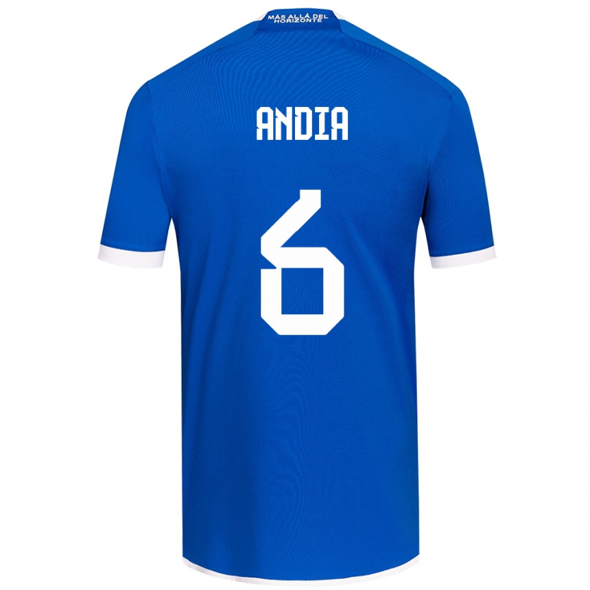 Niño Fútbol Camiseta Yonathan Andía #6 Azul Blanco 1ª Equipación 2024/25 Perú