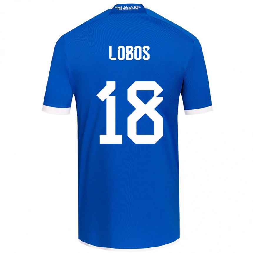 Niño Fútbol Camiseta Franco Lobos #18 Azul Blanco 1ª Equipación 2024/25 Perú