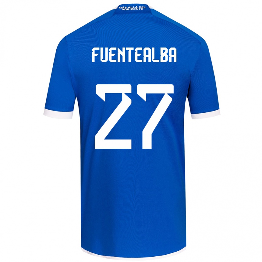 Niño Fútbol Camiseta Jeison Fuentealba #27 Azul Blanco 1ª Equipación 2024/25 Perú