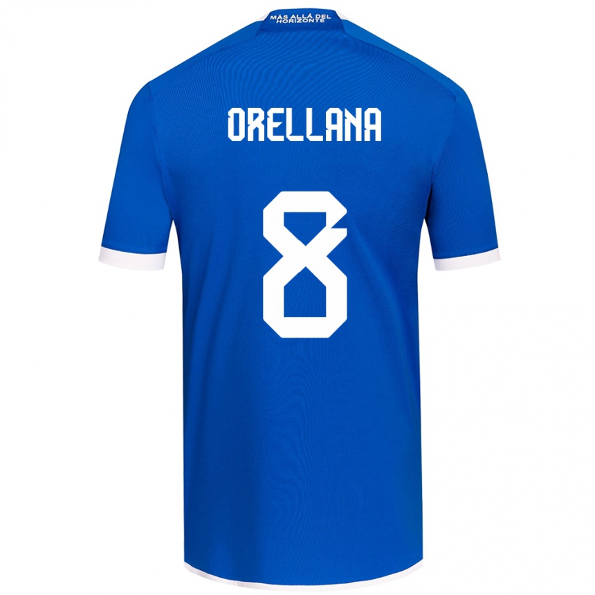 Niño Fútbol Camiseta Denisse Orellana #8 Azul Blanco 1ª Equipación 2024/25 Perú