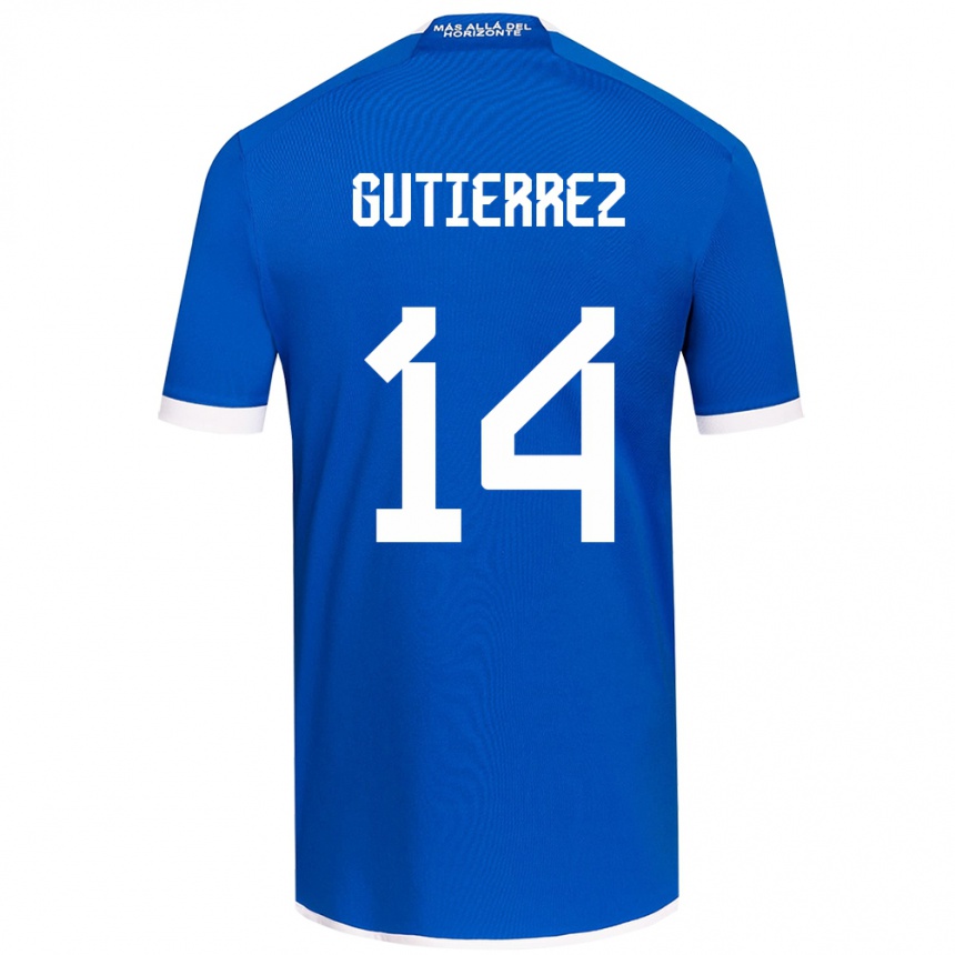 Niño Fútbol Camiseta Ana Gutiérrez #14 Azul Blanco 1ª Equipación 2024/25 Perú