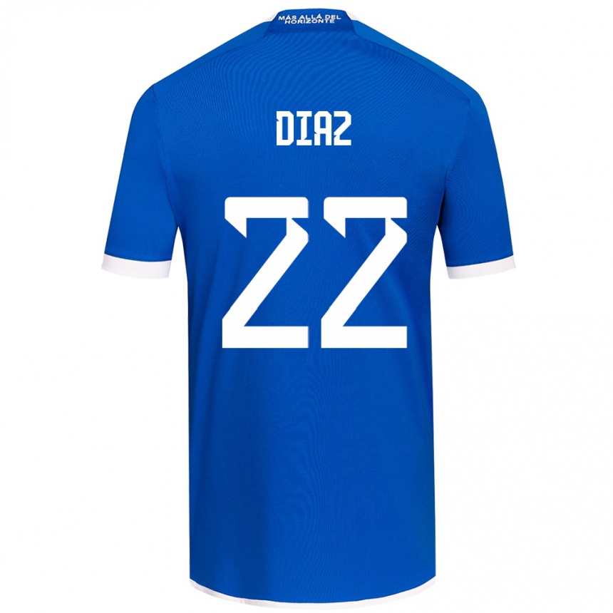 Niño Fútbol Camiseta Valentina Díaz #22 Azul Blanco 1ª Equipación 2024/25 Perú