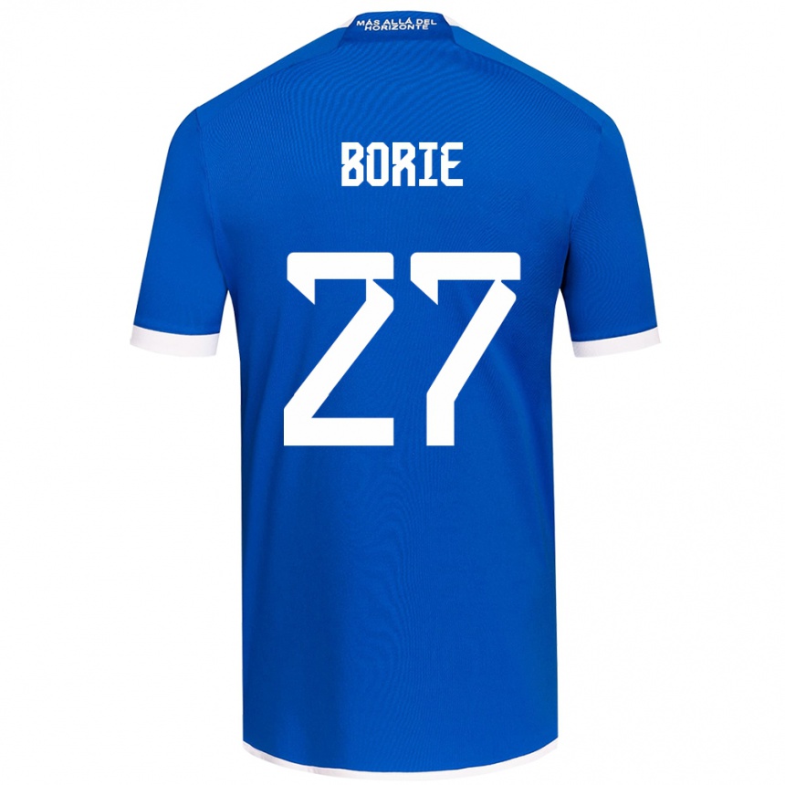 Niño Fútbol Camiseta Emilie Borie #27 Azul Blanco 1ª Equipación 2024/25 Perú