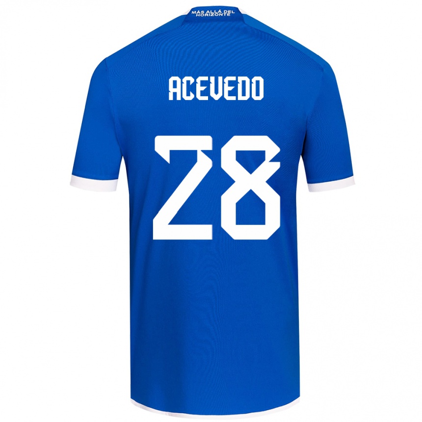 Niño Fútbol Camiseta Florencia Acevedo #28 Azul Blanco 1ª Equipación 2024/25 Perú