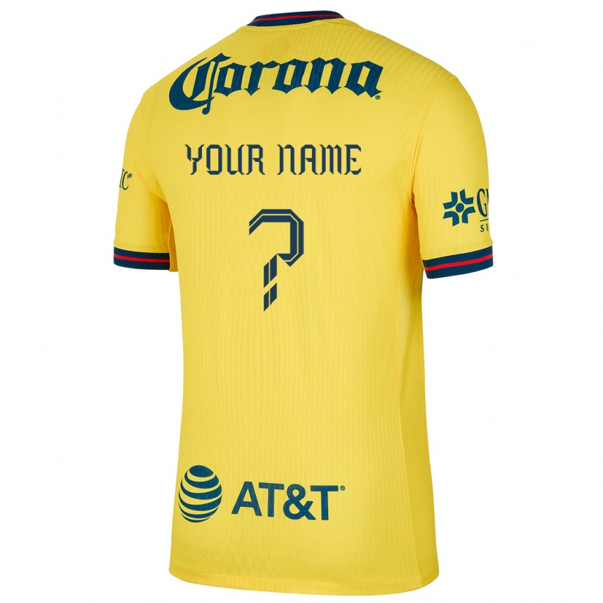 Niño Fútbol Camiseta Su Nombre #0 Amarillo Azul 1ª Equipación 2024/25 Perú