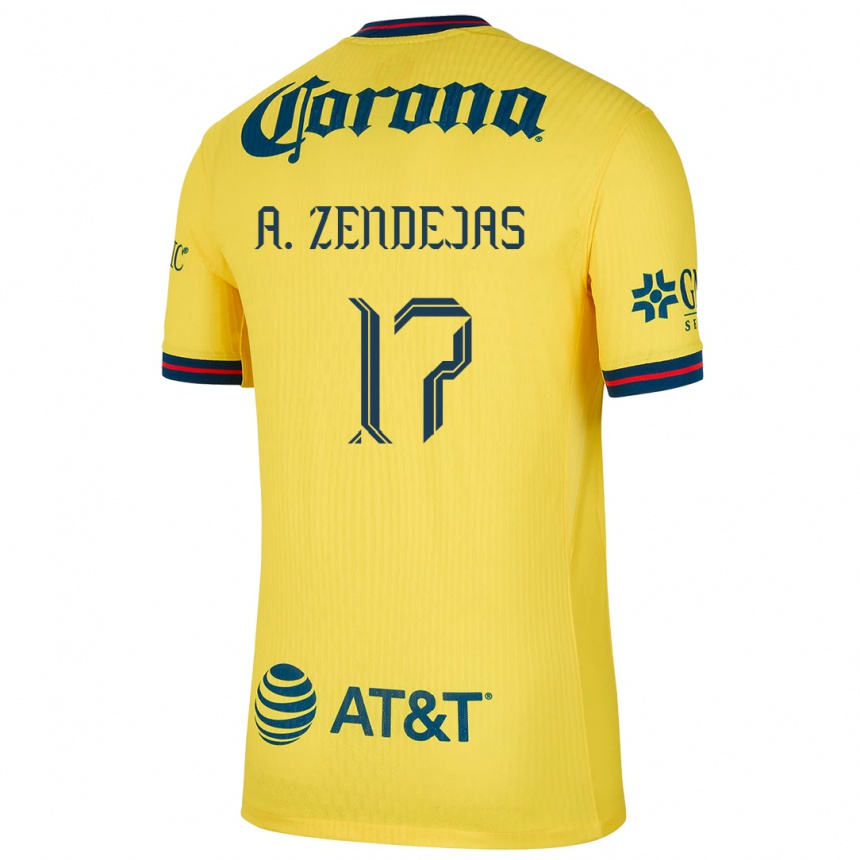 Niño Fútbol Camiseta Álex Zendejas #17 Amarillo Azul 1ª Equipación 2024/25 Perú