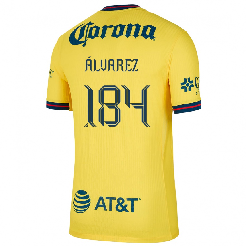 Niño Fútbol Camiseta Antonio Álvarez #184 Amarillo Azul 1ª Equipación 2024/25 Perú