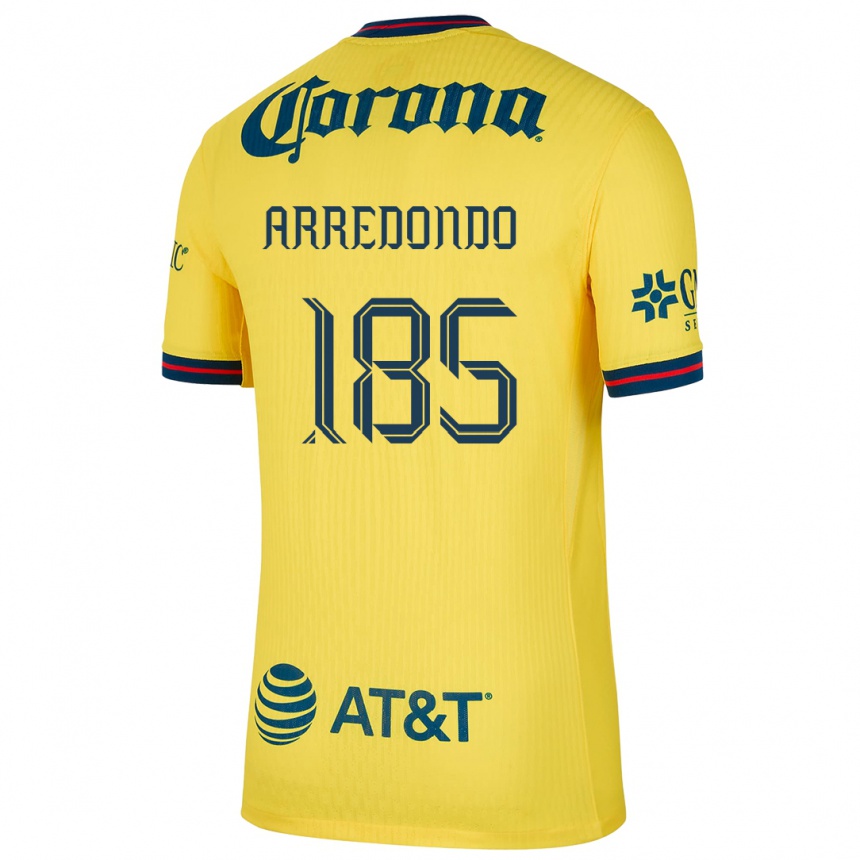 Niño Fútbol Camiseta Aarón Arredondo #185 Amarillo Azul 1ª Equipación 2024/25 Perú