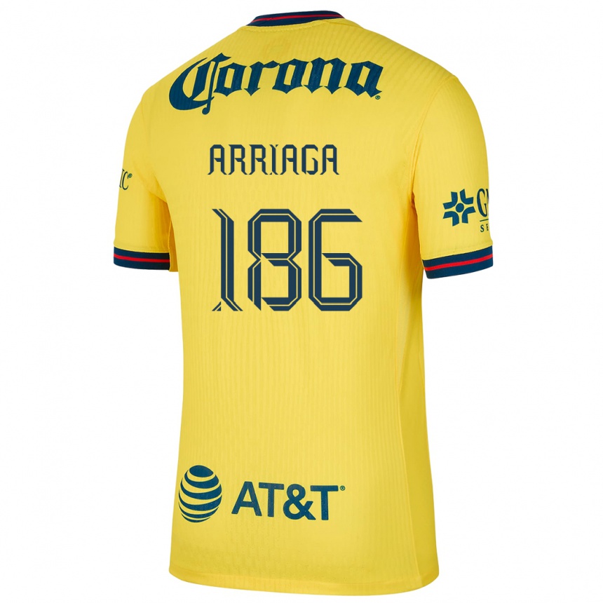 Niño Fútbol Camiseta Diego Arriaga #186 Amarillo Azul 1ª Equipación 2024/25 Perú