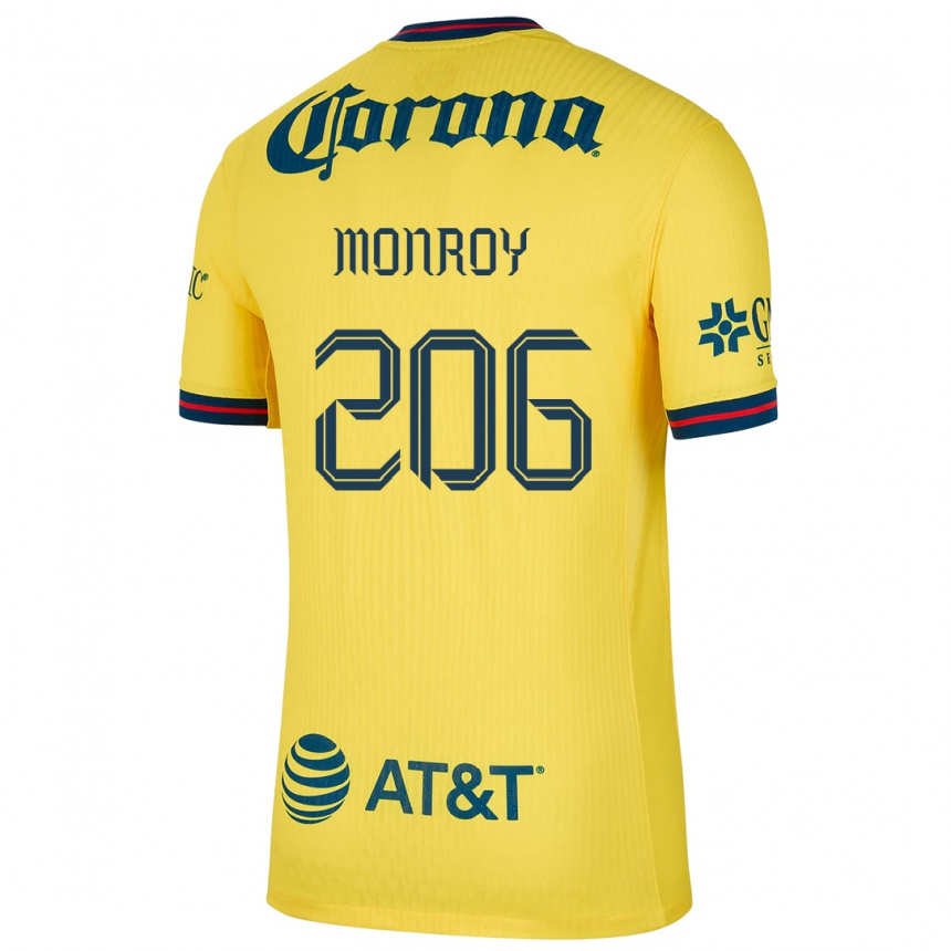 Niño Fútbol Camiseta Diego Monroy #206 Amarillo Azul 1ª Equipación 2024/25 Perú