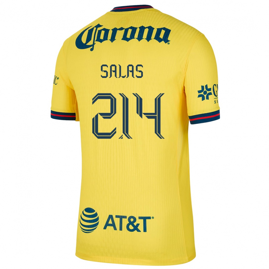 Niño Fútbol Camiseta Patricio Salas #214 Amarillo Azul 1ª Equipación 2024/25 Perú