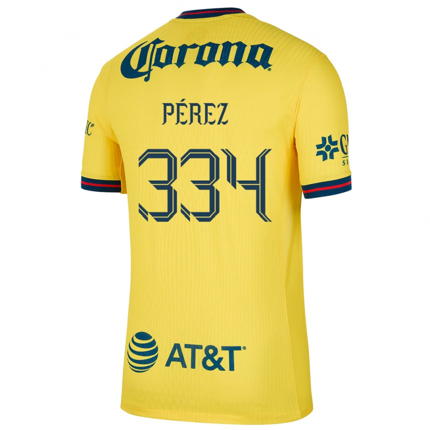 Niño Fútbol Camiseta Diego Pérez #334 Amarillo Azul 1ª Equipación 2024/25 Perú