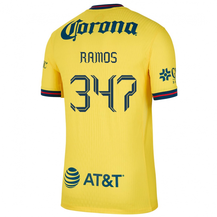 Niño Fútbol Camiseta Luis Ramos #347 Amarillo Azul 1ª Equipación 2024/25 Perú