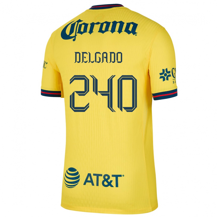 Niño Fútbol Camiseta Gael Delgado #240 Amarillo Azul 1ª Equipación 2024/25 Perú