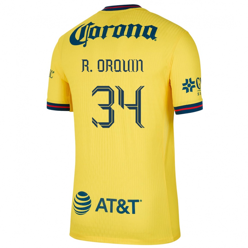 Niño Fútbol Camiseta Ralph Orquin #34 Amarillo Azul 1ª Equipación 2024/25 Perú