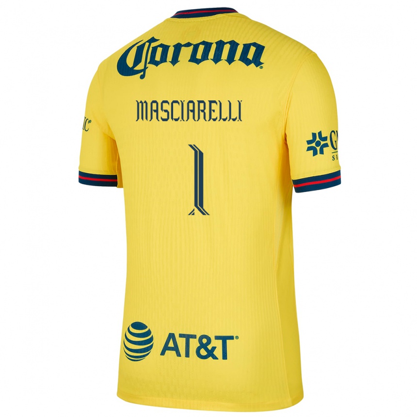 Niño Fútbol Camiseta Renata Masciarelli #1 Amarillo Azul 1ª Equipación 2024/25 Perú