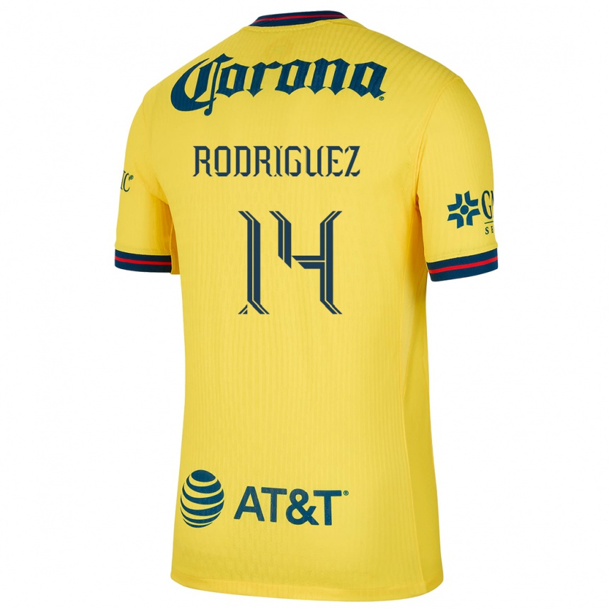 Niño Fútbol Camiseta Monica Rodriguez #14 Amarillo Azul 1ª Equipación 2024/25 Perú