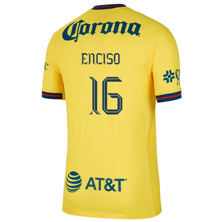 Niño Fútbol Camiseta Sabrina Enciso #16 Amarillo Azul 1ª Equipación 2024/25 Perú