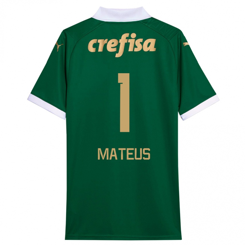 Niño Fútbol Camiseta Mateus #1 Verde Blanco 1ª Equipación 2024/25 Perú