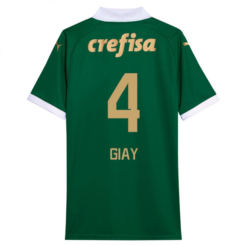 Niño Fútbol Camiseta Agustín Giay #4 Verde Blanco 1ª Equipación 2024/25 Perú