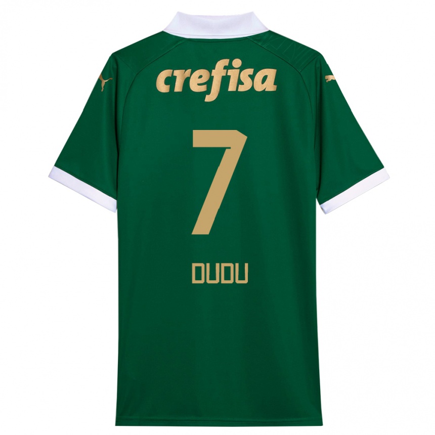 Niño Fútbol Camiseta Dudu #7 Verde Blanco 1ª Equipación 2024/25 Perú