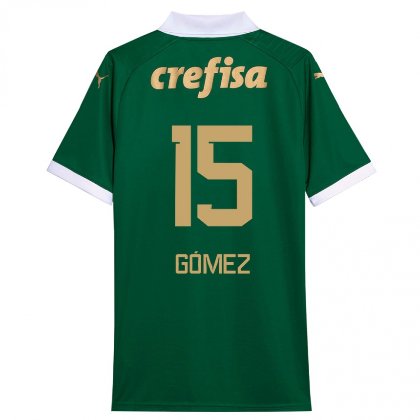 Niño Fútbol Camiseta Gustavo Gómez #15 Verde Blanco 1ª Equipación 2024/25 Perú