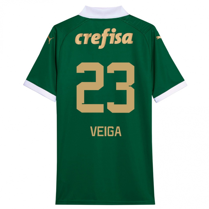 Niño Fútbol Camiseta Raphael Veiga #23 Verde Blanco 1ª Equipación 2024/25 Perú