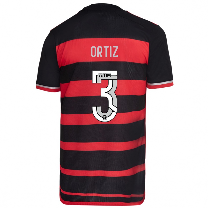 Niño Fútbol Camiseta Léo Ortiz #3 Negro Rojo 1ª Equipación 2024/25 Perú