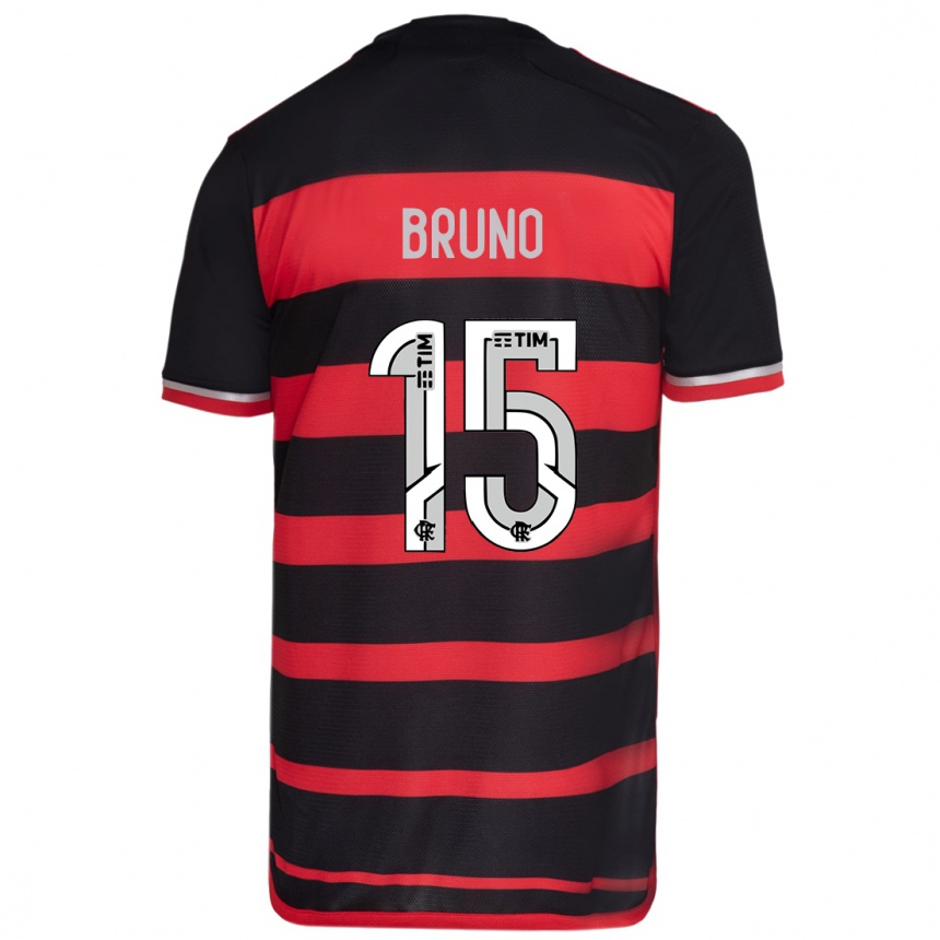 Niño Fútbol Camiseta Fabrício Bruno #15 Negro Rojo 1ª Equipación 2024/25 Perú