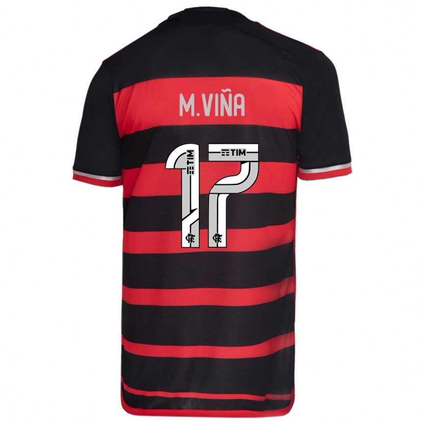 Niño Fútbol Camiseta Matias Vina #17 Negro Rojo 1ª Equipación 2024/25 Perú