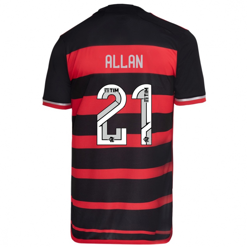 Niño Fútbol Camiseta Allan #21 Negro Rojo 1ª Equipación 2024/25 Perú