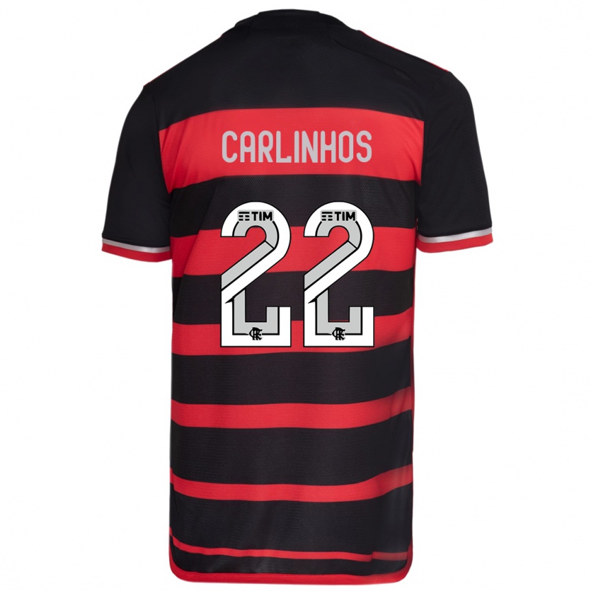 Niño Fútbol Camiseta Carlinhos #22 Negro Rojo 1ª Equipación 2024/25 Perú