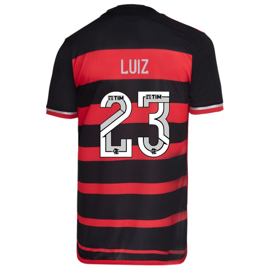 Niño Fútbol Camiseta David Luiz #23 Negro Rojo 1ª Equipación 2024/25 Perú