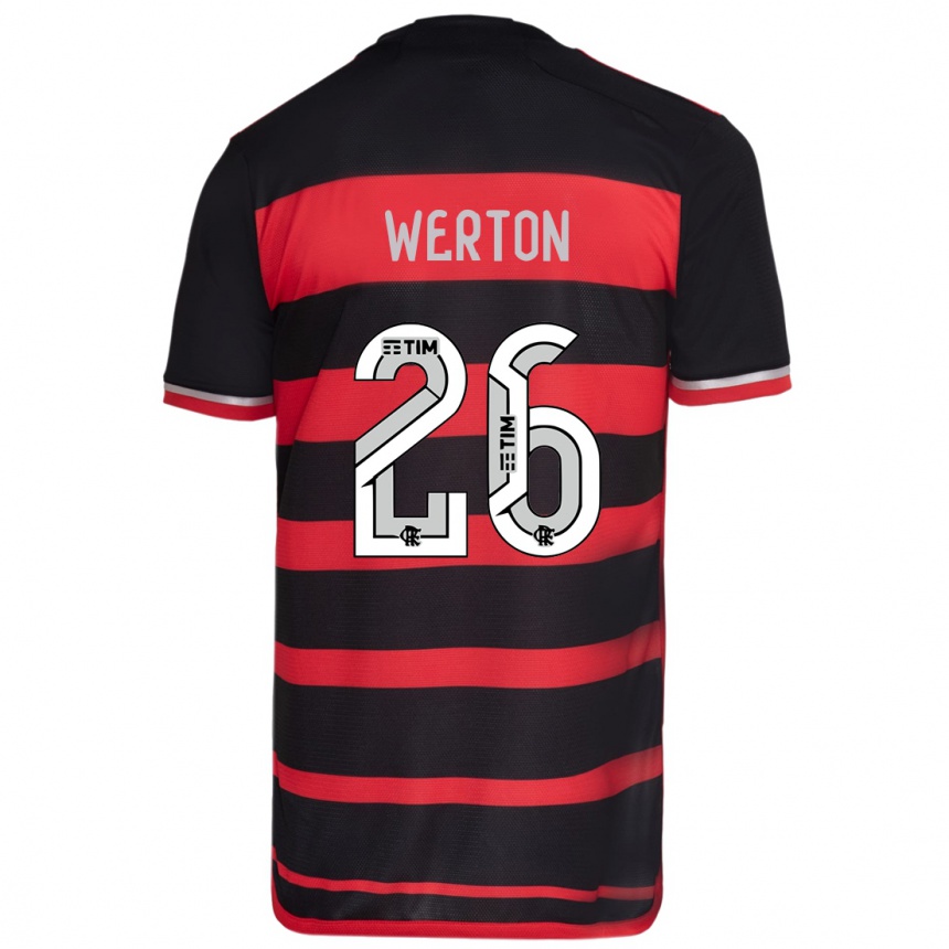 Niño Fútbol Camiseta Werton #26 Negro Rojo 1ª Equipación 2024/25 Perú