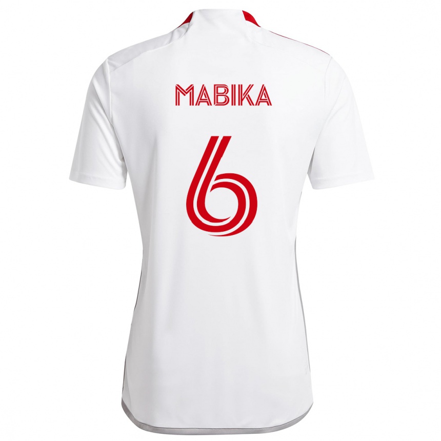 Niño Fútbol Camiseta Aimé Mabika #6 Blanco Rojo 2ª Equipación 2024/25 Perú