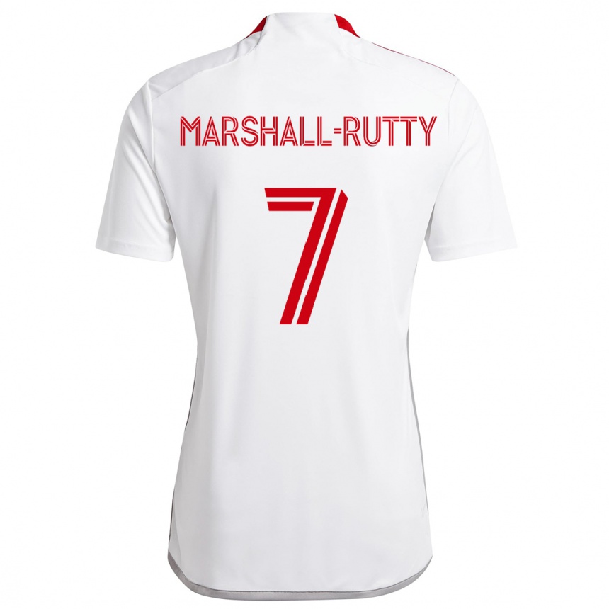 Niño Fútbol Camiseta Jahkeele Marshall-Rutty #7 Blanco Rojo 2ª Equipación 2024/25 Perú