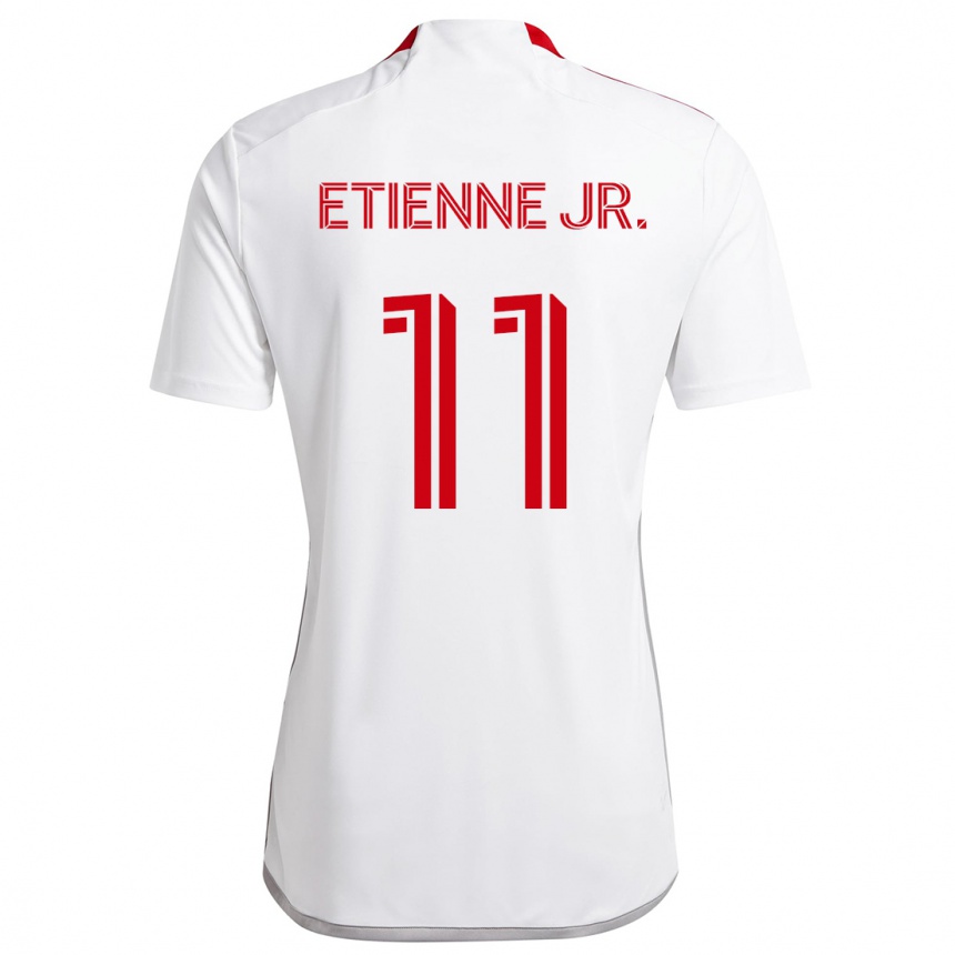 Niño Fútbol Camiseta Derrick Etienne Jr. #11 Blanco Rojo 2ª Equipación 2024/25 Perú