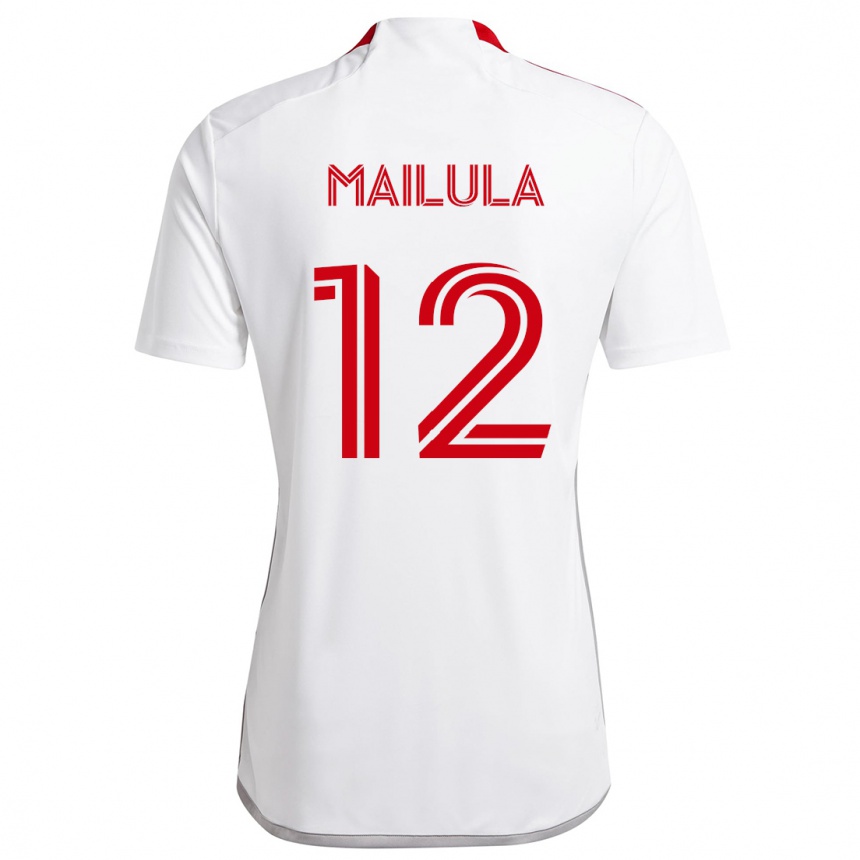 Niño Fútbol Camiseta Cassius Mailula #12 Blanco Rojo 2ª Equipación 2024/25 Perú