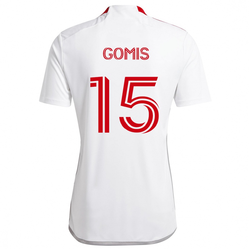 Niño Fútbol Camiseta Nicksoen Gomis #15 Blanco Rojo 2ª Equipación 2024/25 Perú